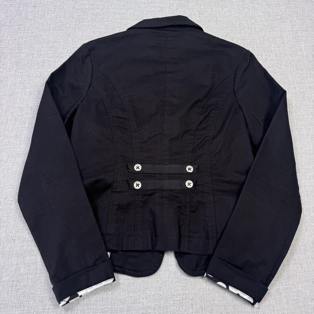 CAbi Blazer Womens 4 Black Military Jacket Collared Short Hook & Eye Pockets - Picture 12 of 12
